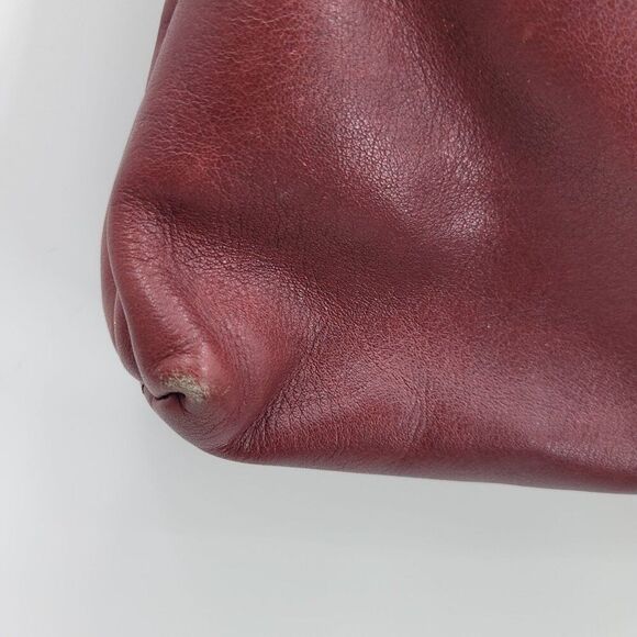 Vtg Oxblood Burgundy Wine Leather Embossed Croc‎ Convertible Clutch Shoulder Bag - Picture 9 of 15